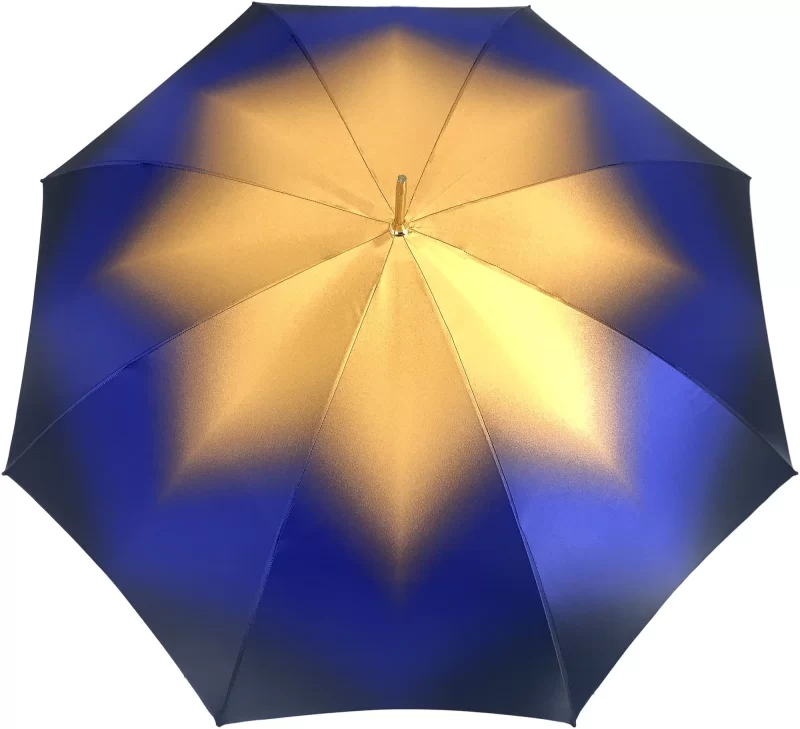 Magnifique Parapluie Double Canopée dans un luxueux satin bleu – Image 4